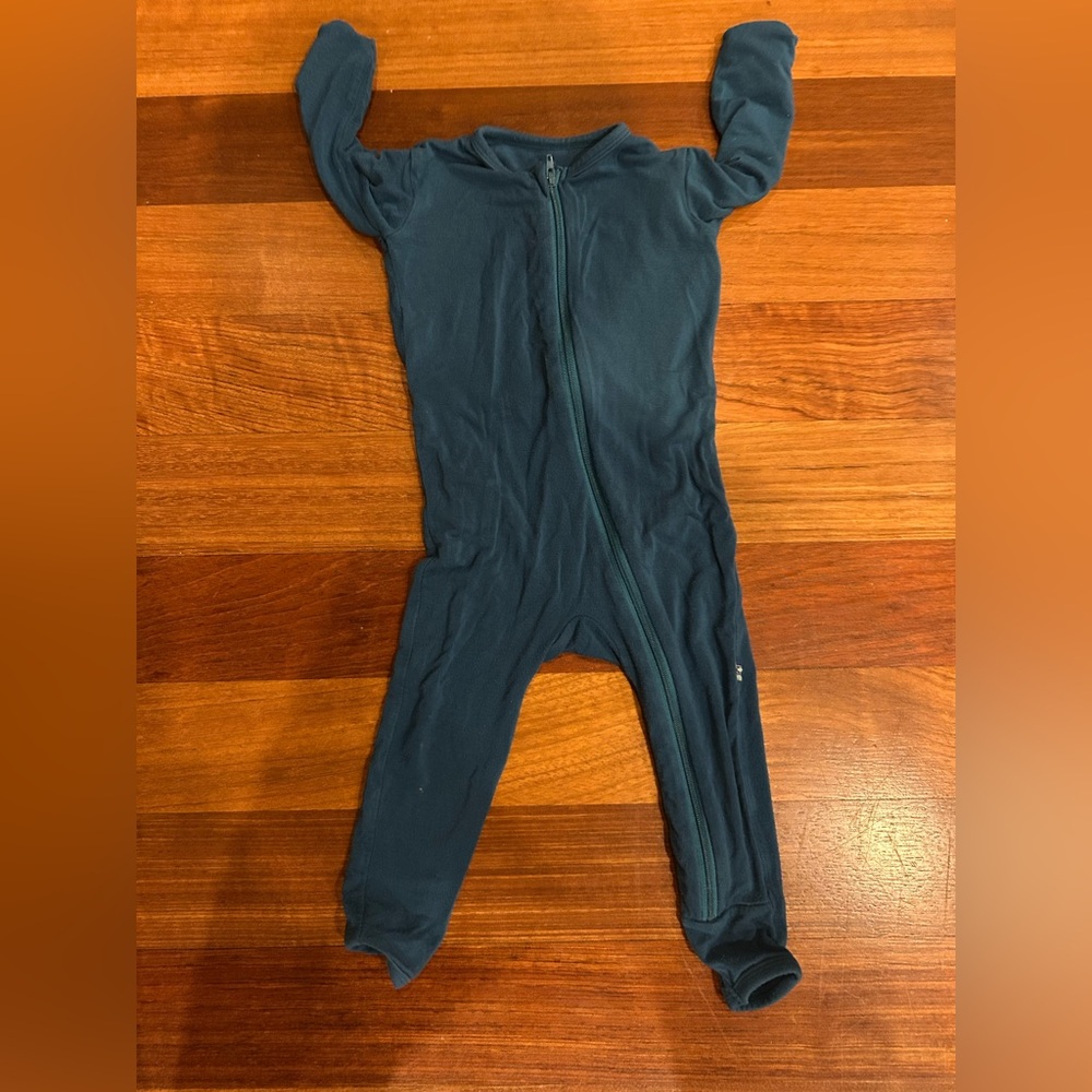 Kickee Pants pajamas 6-12 month turquoise with butt flap